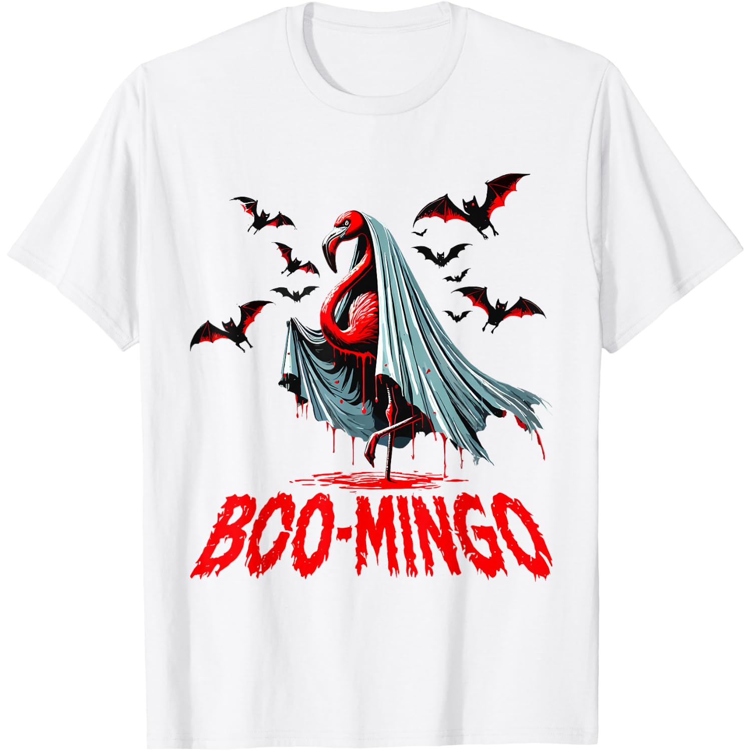 Boo-Mingo Flamingo Halloween Funny Spooky Ghost Flamingo T-Shirt