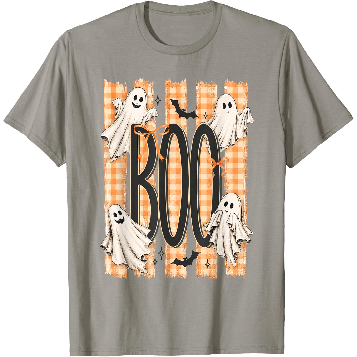 Boo Spooky Striped Halloween Ghost Coquette Halloween Fall T-Shirt