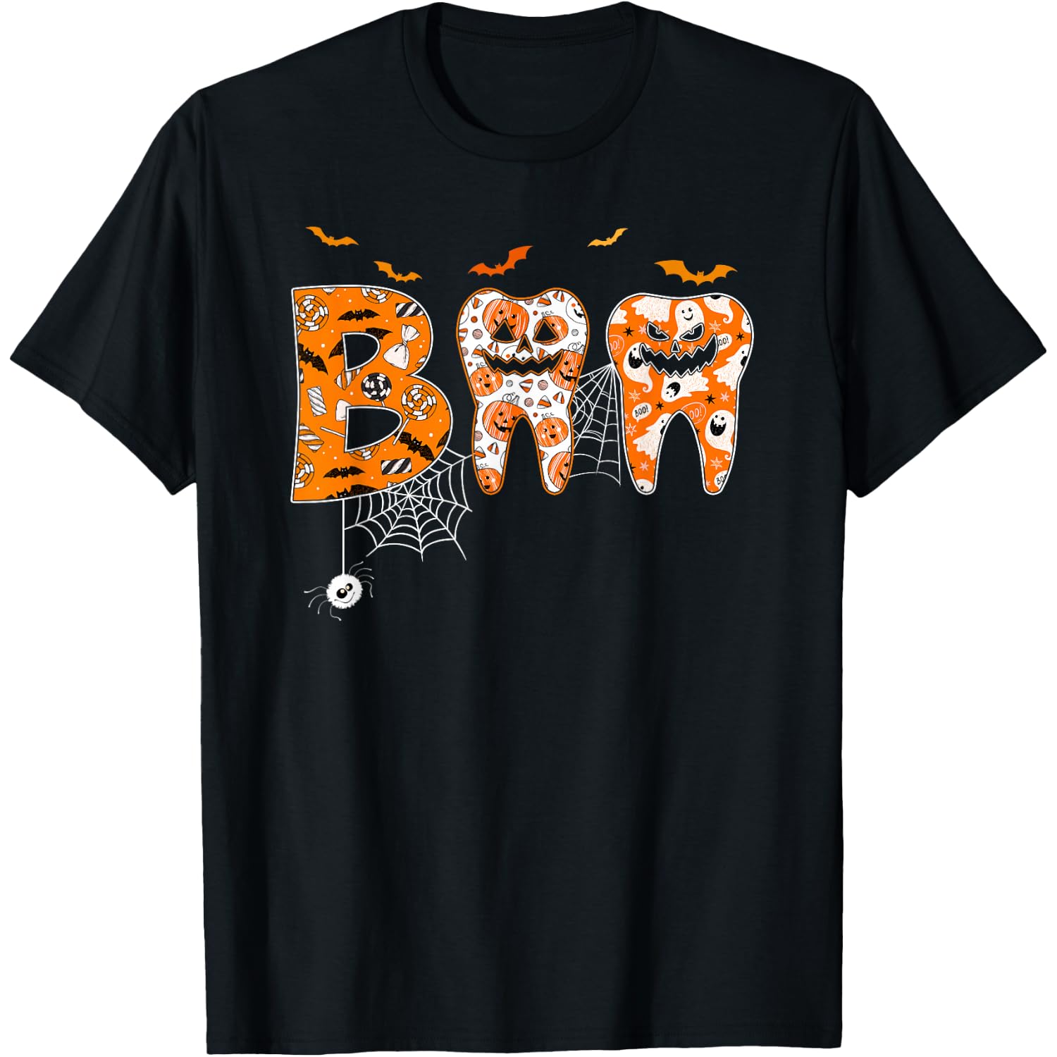 Boo Teeth Pumpkin Dentist Dental Hygienist Halloween Costume T-Shirt