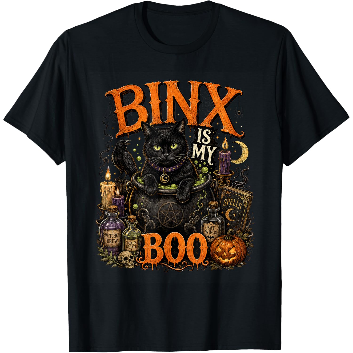 Boo-Tiful Black Cats Halloween Humor Cozy Fall Spooky Kitty T-Shirt