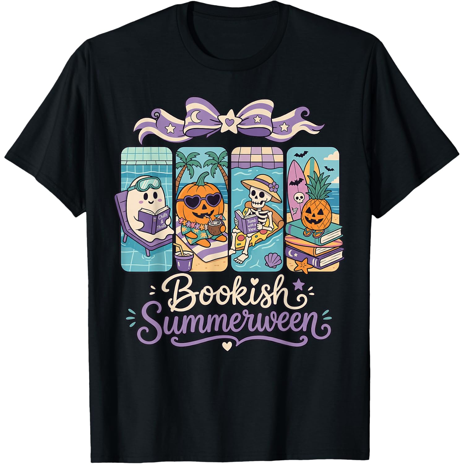 Bookish summerween Horror Reading Spooky Funny T-Shirt
