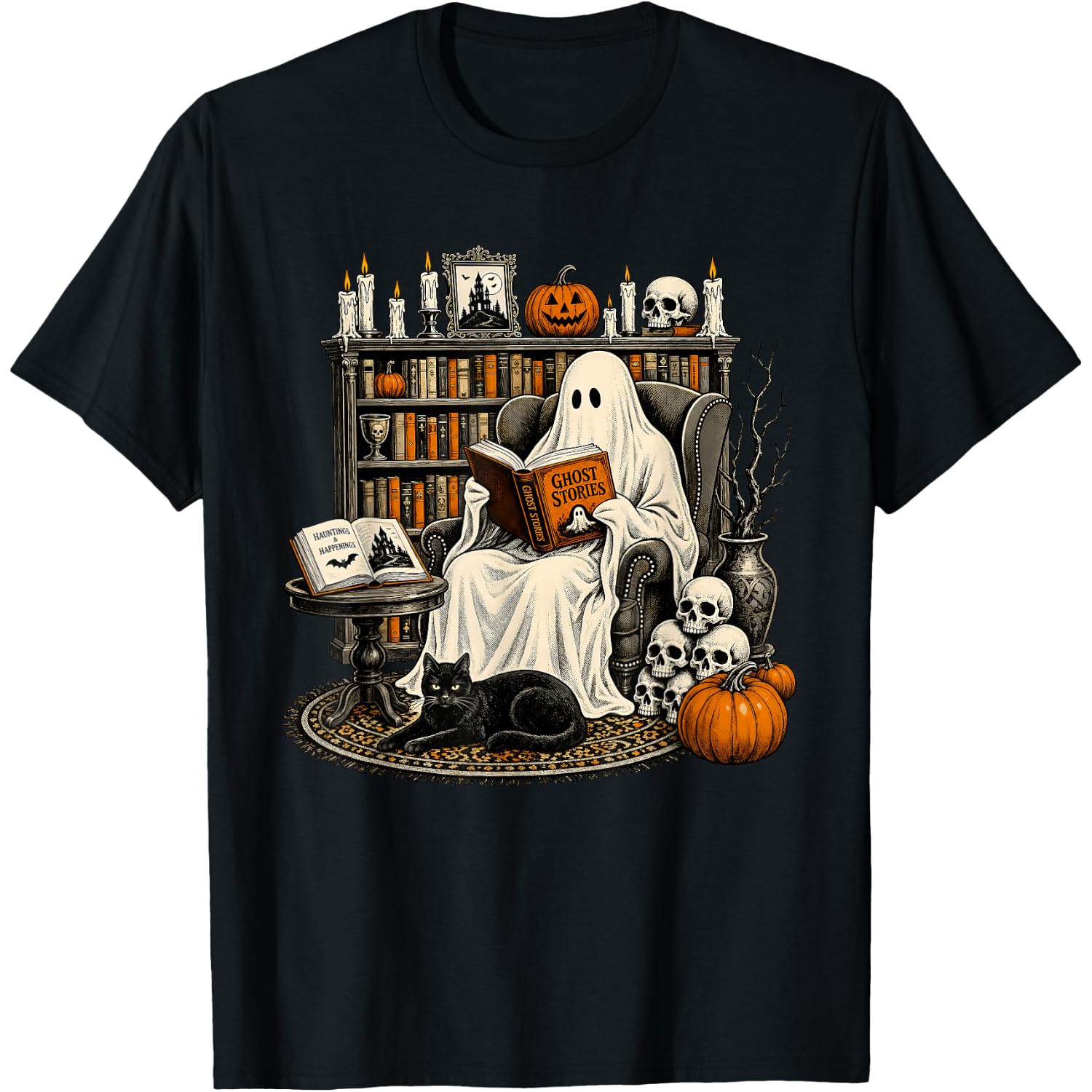 Booooks Ghost Funny Halloween Teacher Book Library Reading T-Shirt