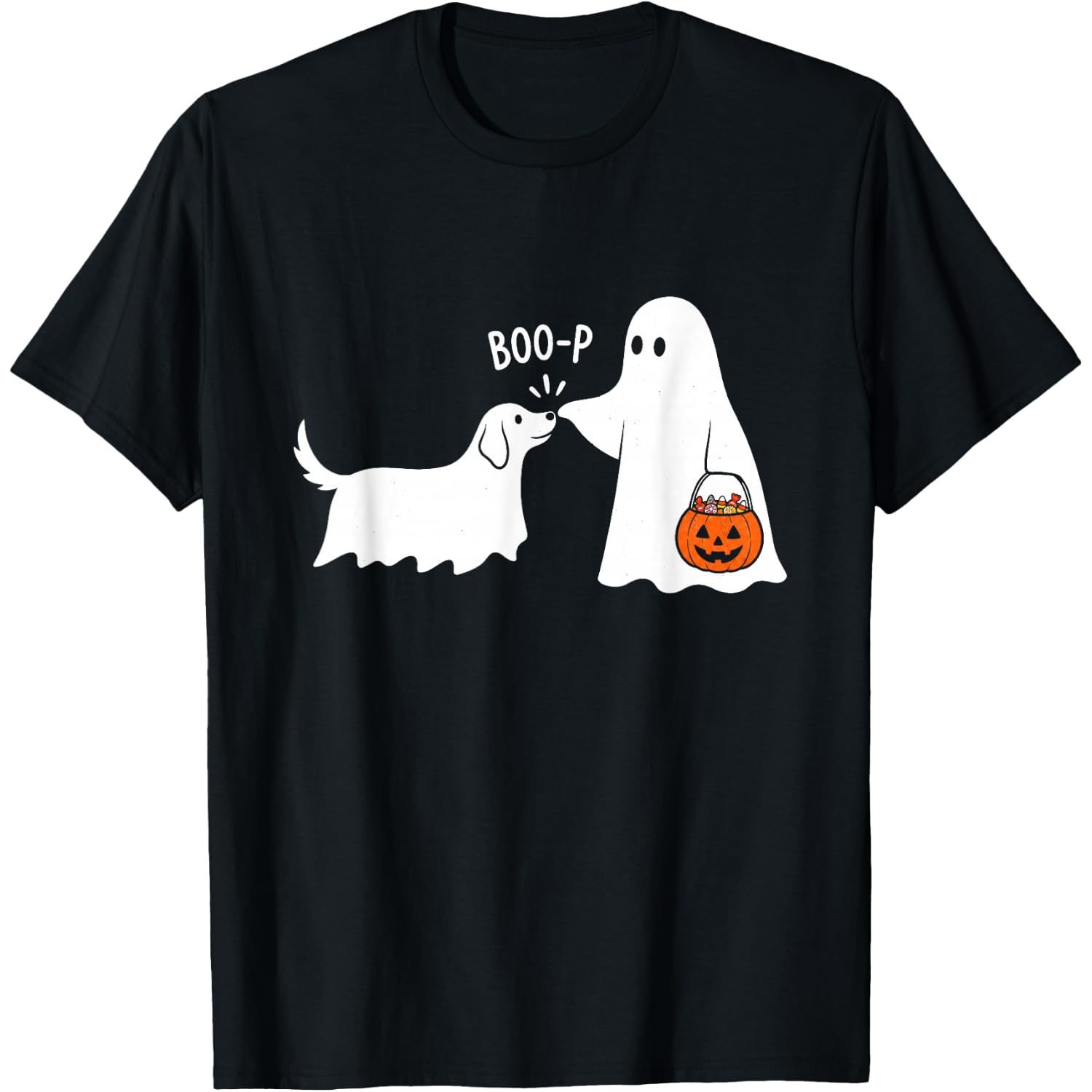 Boop Cute Ghost Dog Halloween Costume Humor T-Shirt