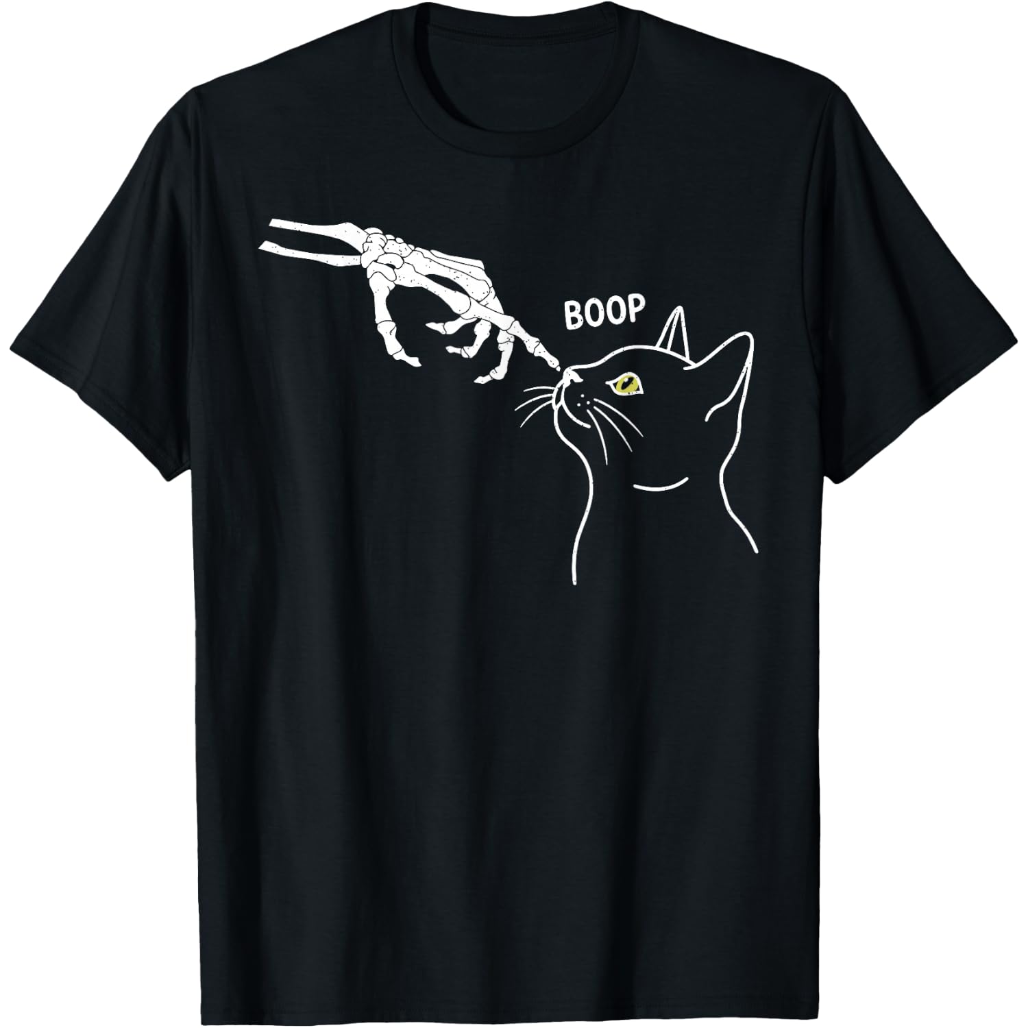Boop Skeleton Hand Cat Retro Funny Halloween Cat Lover T-Shirt