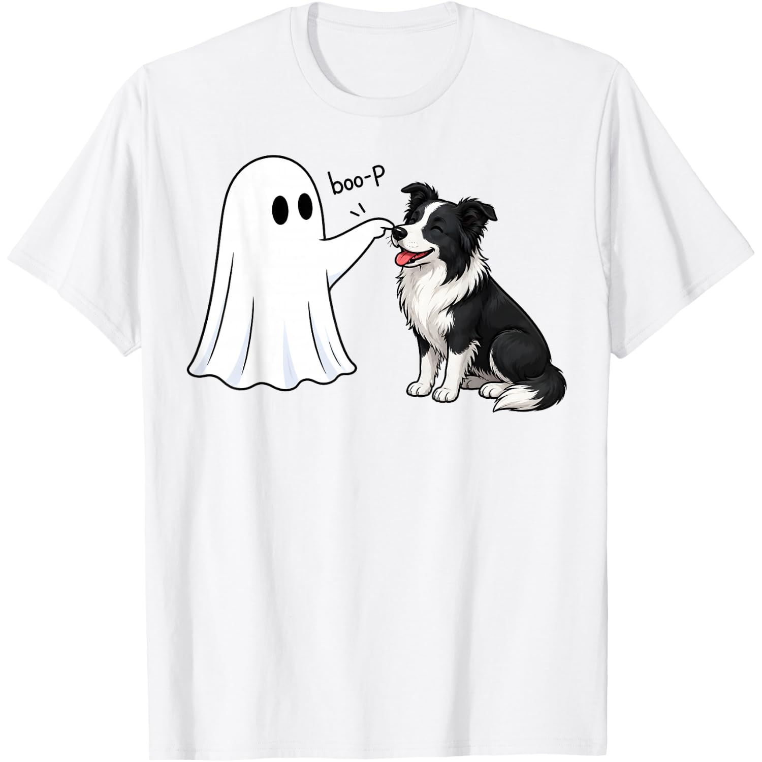 Border Collie Boo P Ghost Nose Boop Halloween Dog Lover T-Shirt