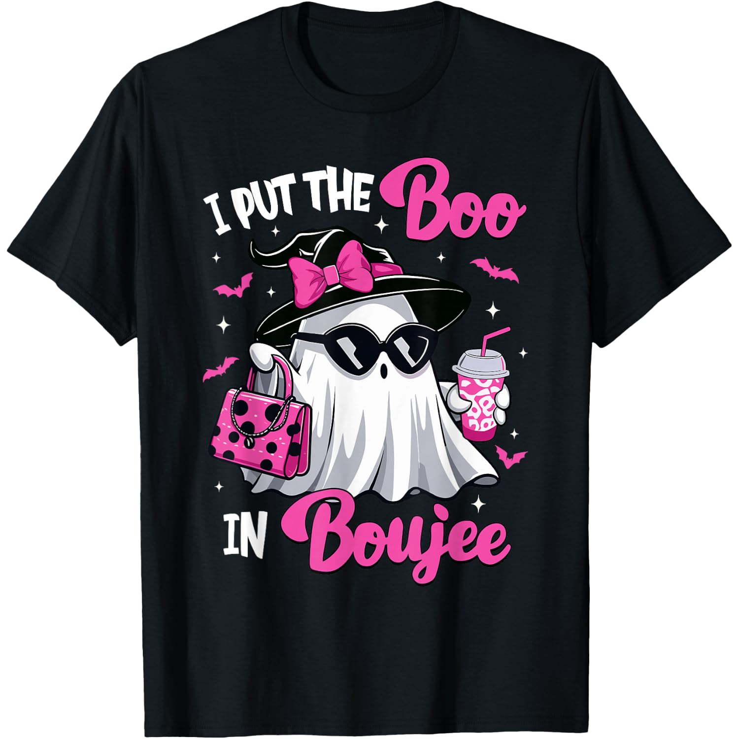 Boujee Boo JEE Spooky Ghost Pink Halloween Pumpkin Costumes T-Shirt