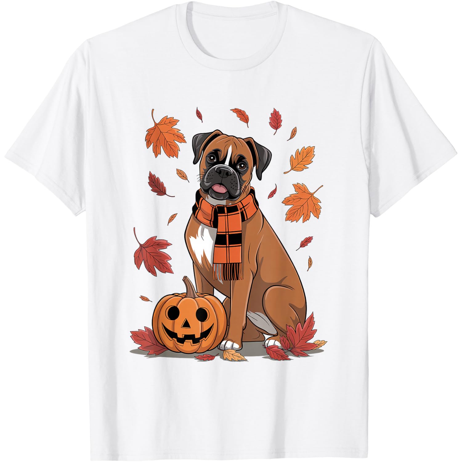 Boxer Dog Lover Pumpkin Fall Autumn Thanksgiving T-Shirt