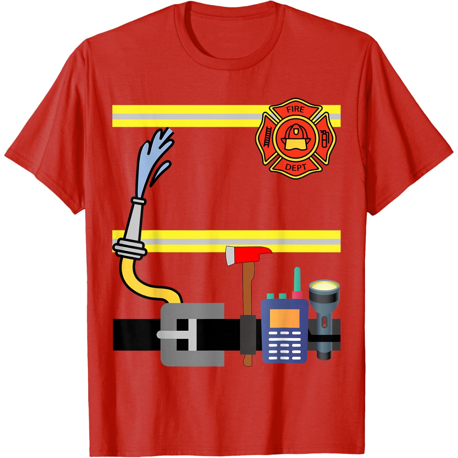 Boys Girl Men Kid Women's Fireman Firefighter Lazy Costume T-Shirt
