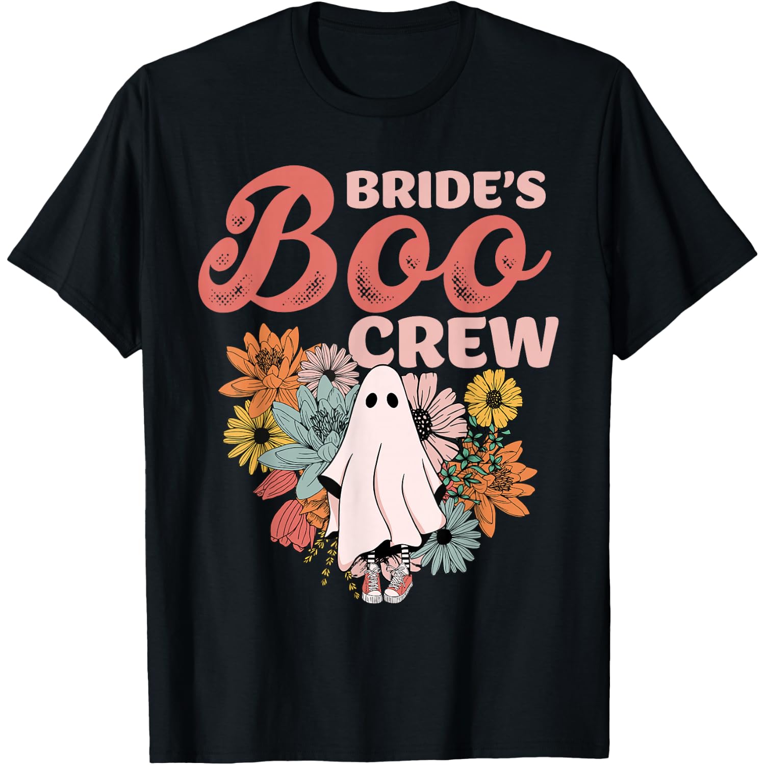 Bride's Boo Crew Floral Ghost Wedding Bachelorette Halloween T-Shirt