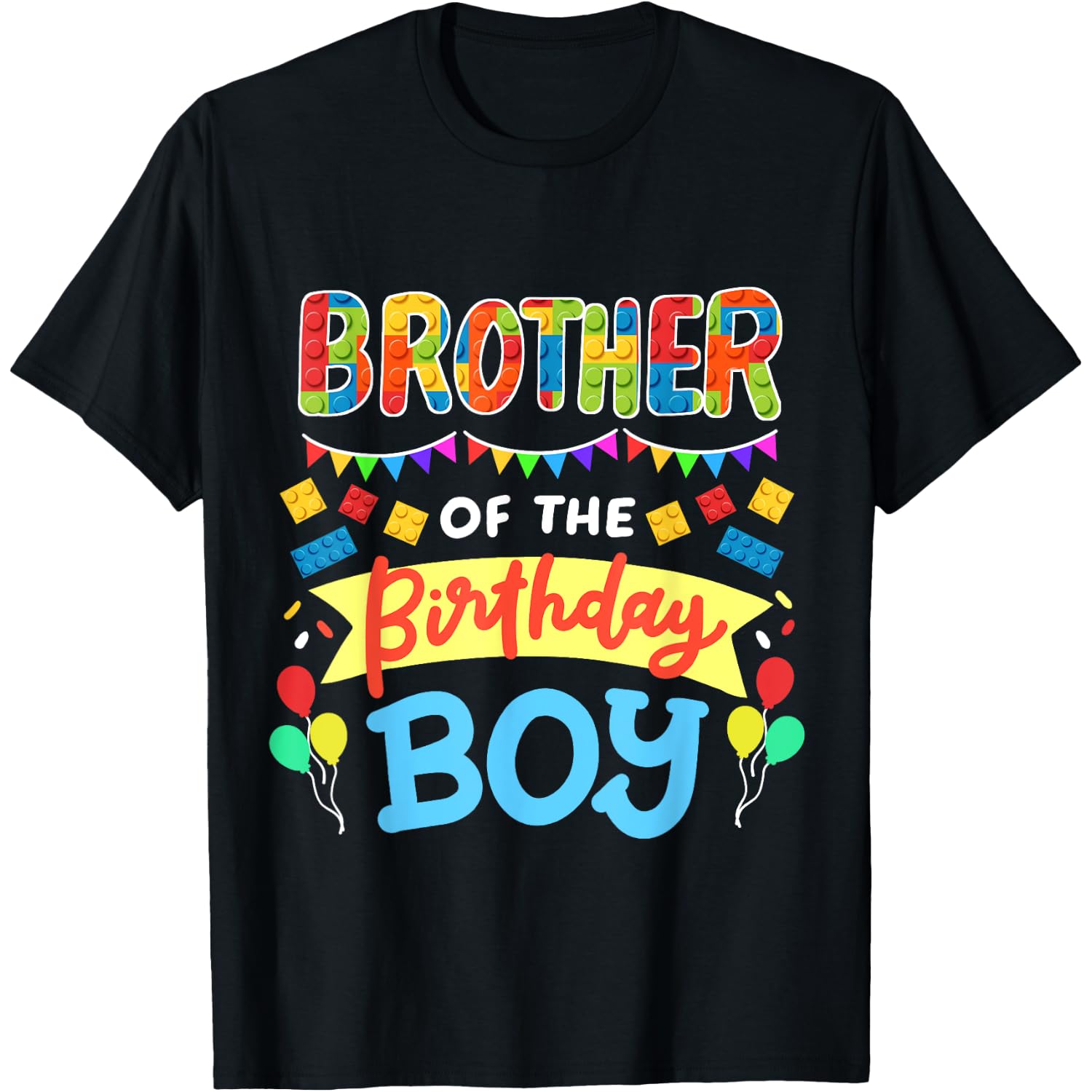 Brother of the Birthday Boy Building Blocks Bricks Family T-Shirt