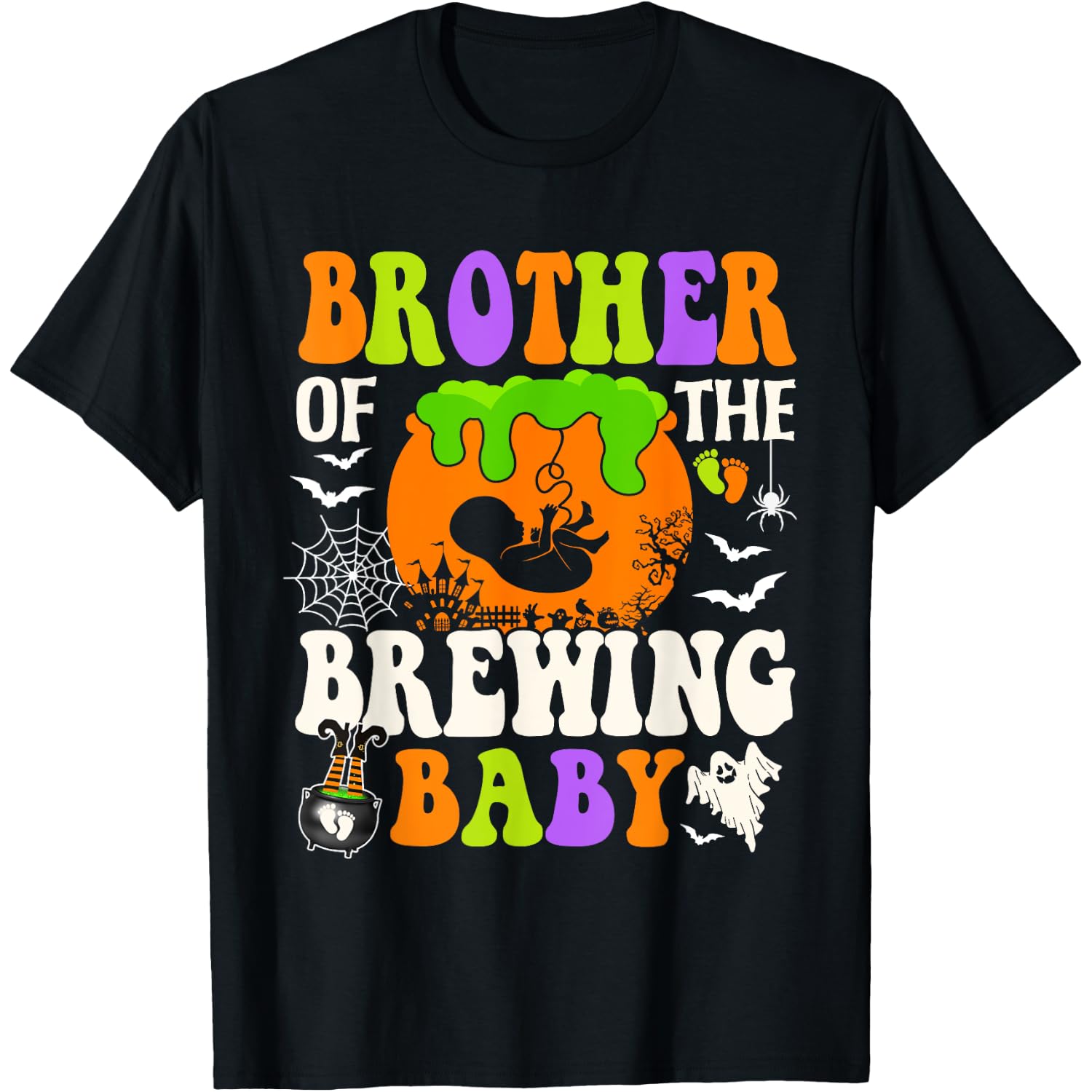 Brother Of The Brewing Baby Halloween Pregnancy Baby Shower T-Shirt