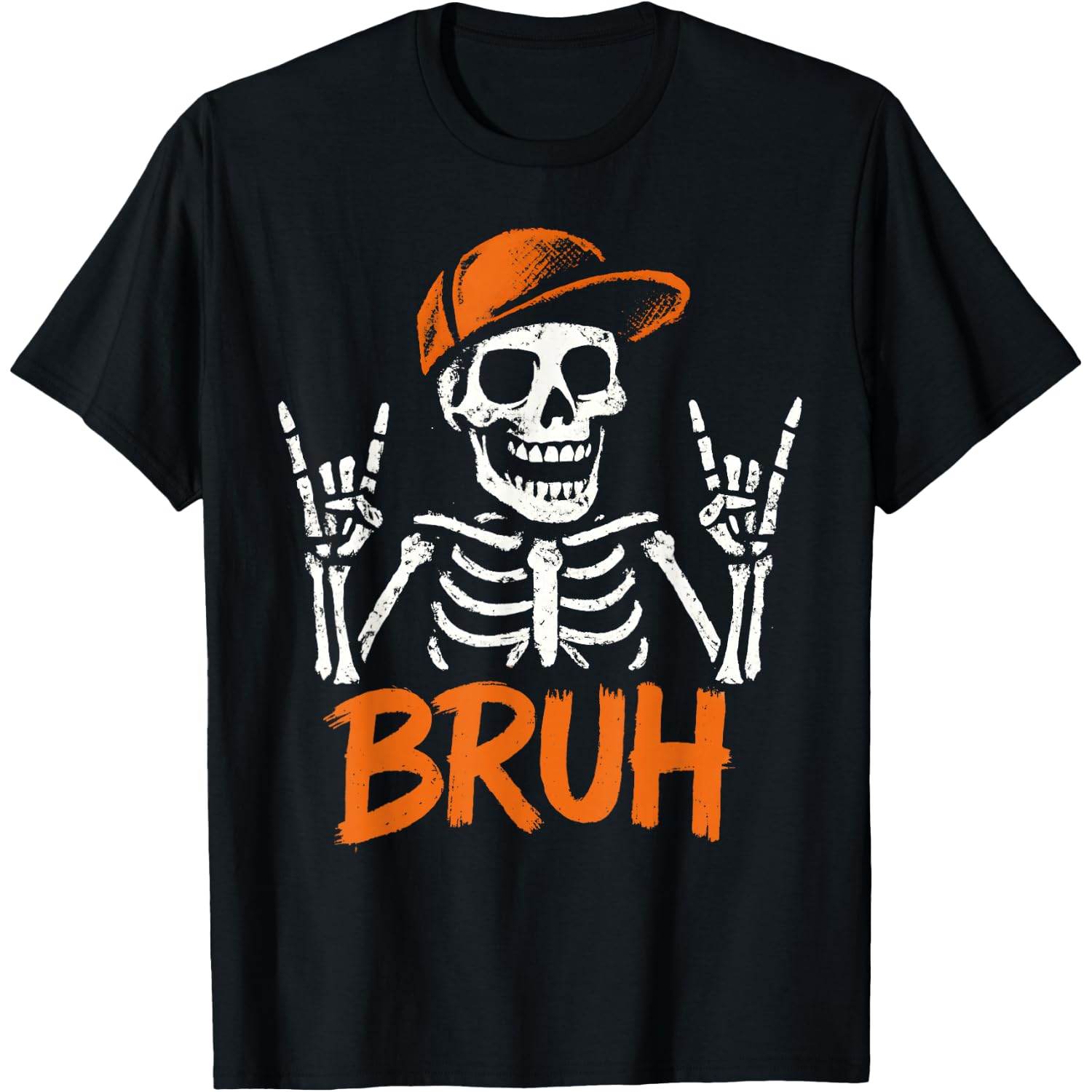Bruh Punk Rock Skeleton Cool Rocker Halloween Men Boys Kids T-Shirt