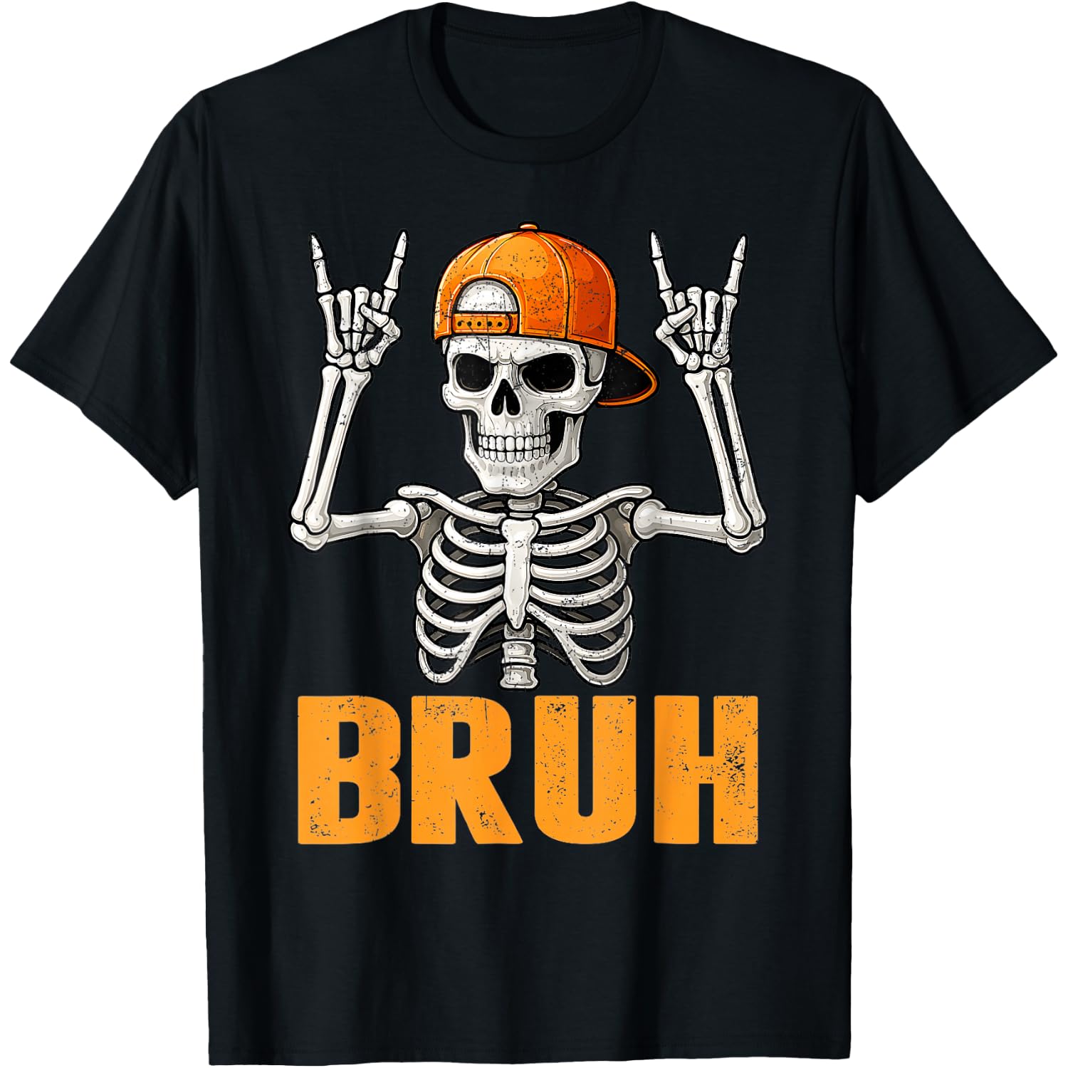 Bruh Punk Rock Skeleton Cool Rocker Halloween Men Boys Kids T-Shirt