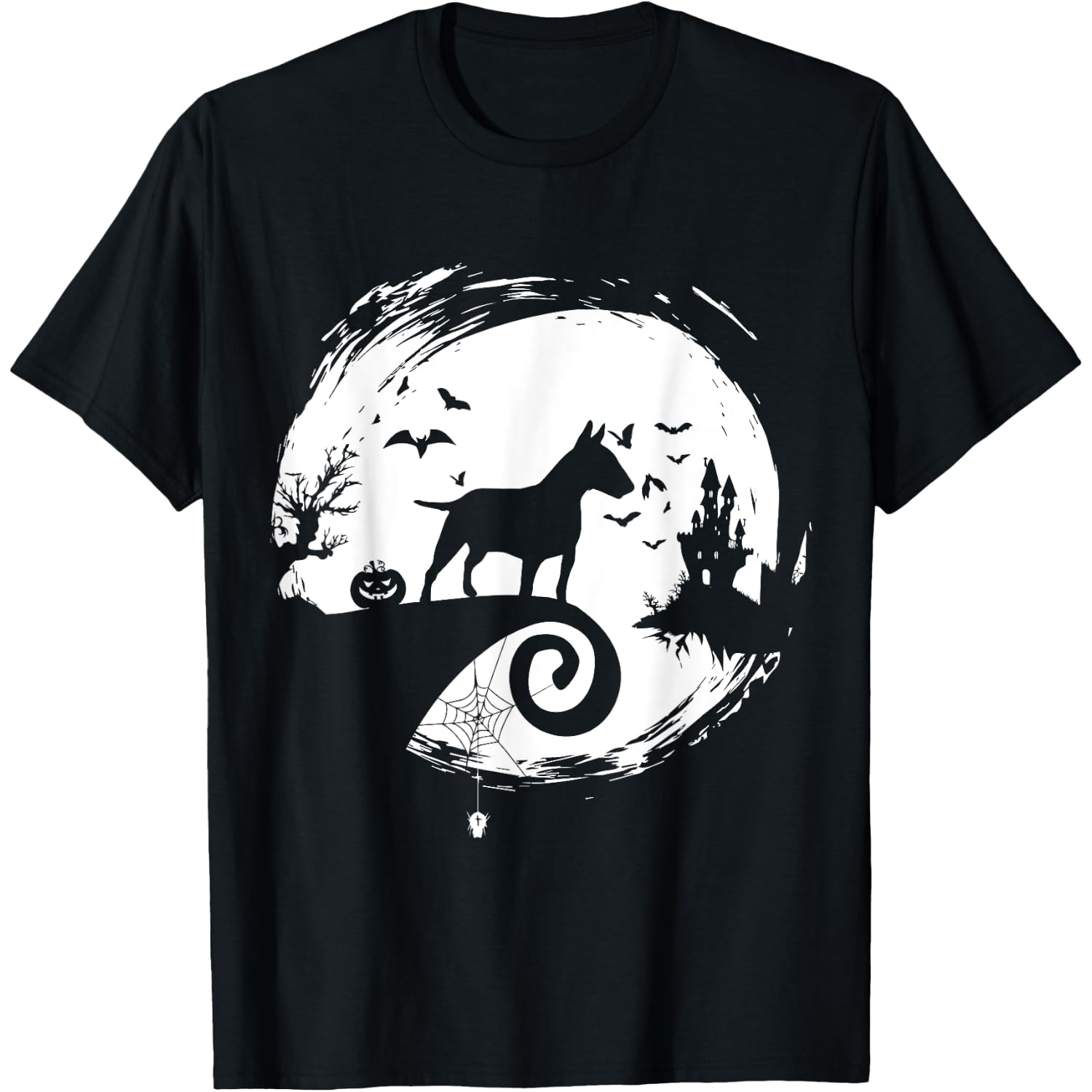 Bull Terrier Halloween Costume Bully Moon Silhouette T-Shirt