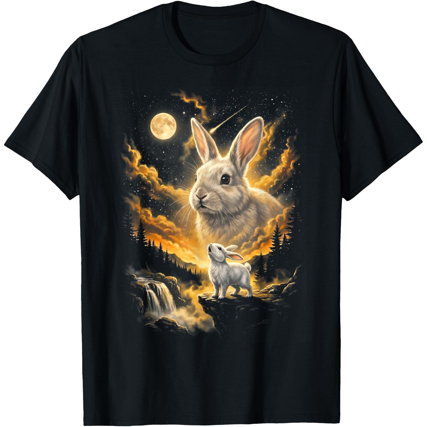 Bunny Howling to The Moon Meme 90s Retro Animal Graphic T-Shirt