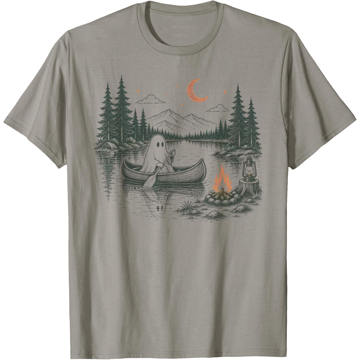 Camping Ghost Lake Spooky Fall Camping Summerween Halloween T-Shirt