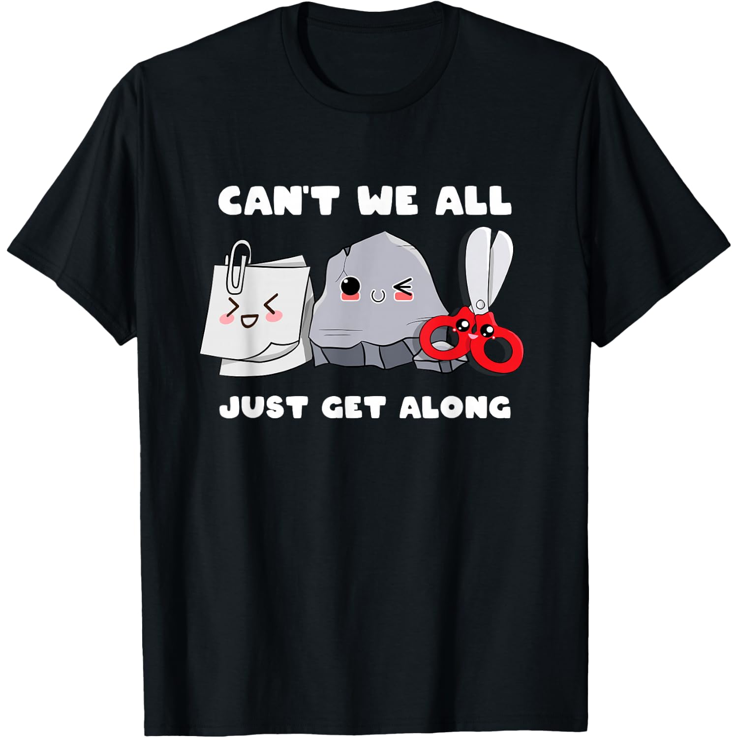 Can't We All Just Get Along Cute Rock Paper Scissors T-Shirt