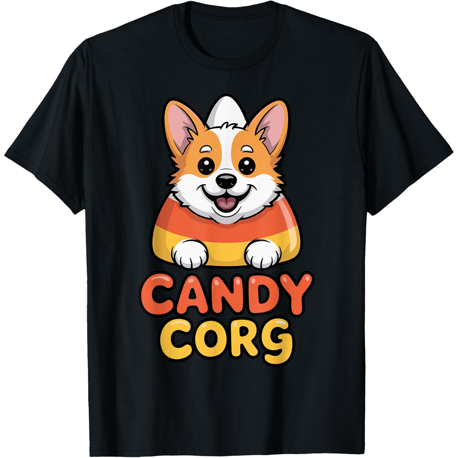 Candy Corn Cute Corgi Dog Spooky Trick or Treat Halloween T-Shirt