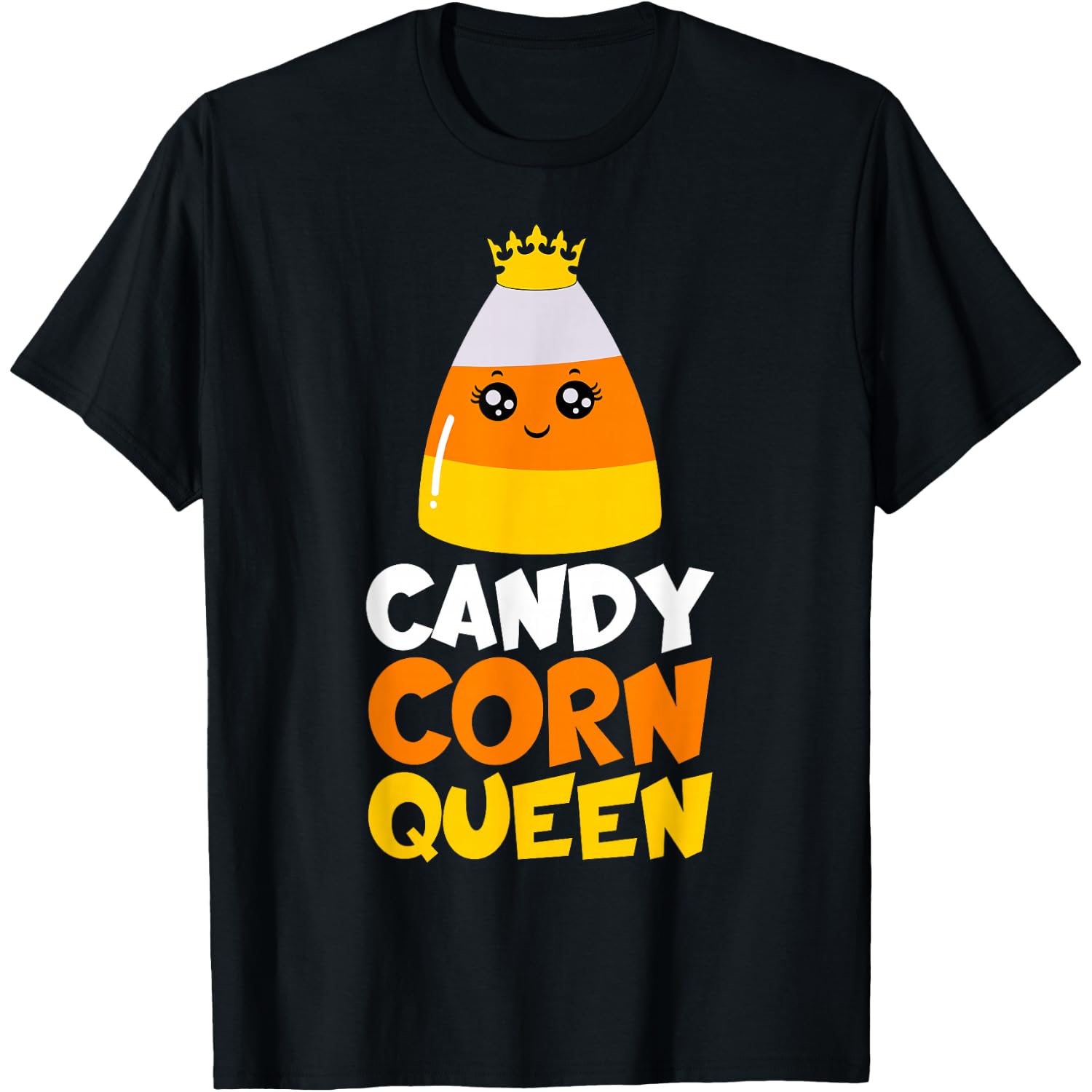 Candy Corn Queen Costume Halloween Cute Kawaii Crown Girls T-Shirt