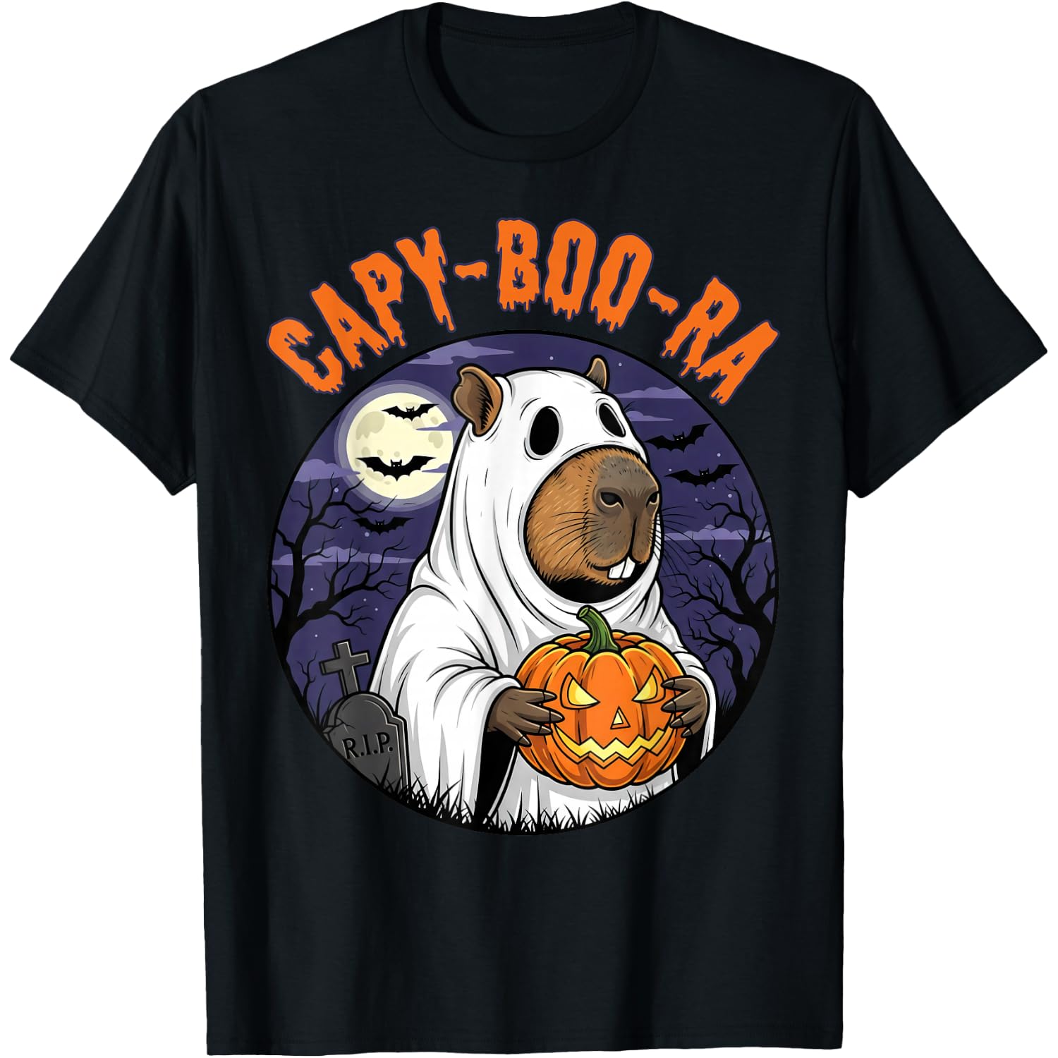 Capy-Boo-Ra Cute Capybara Boo Ghost Funny Cappy Halloween T-Shirt