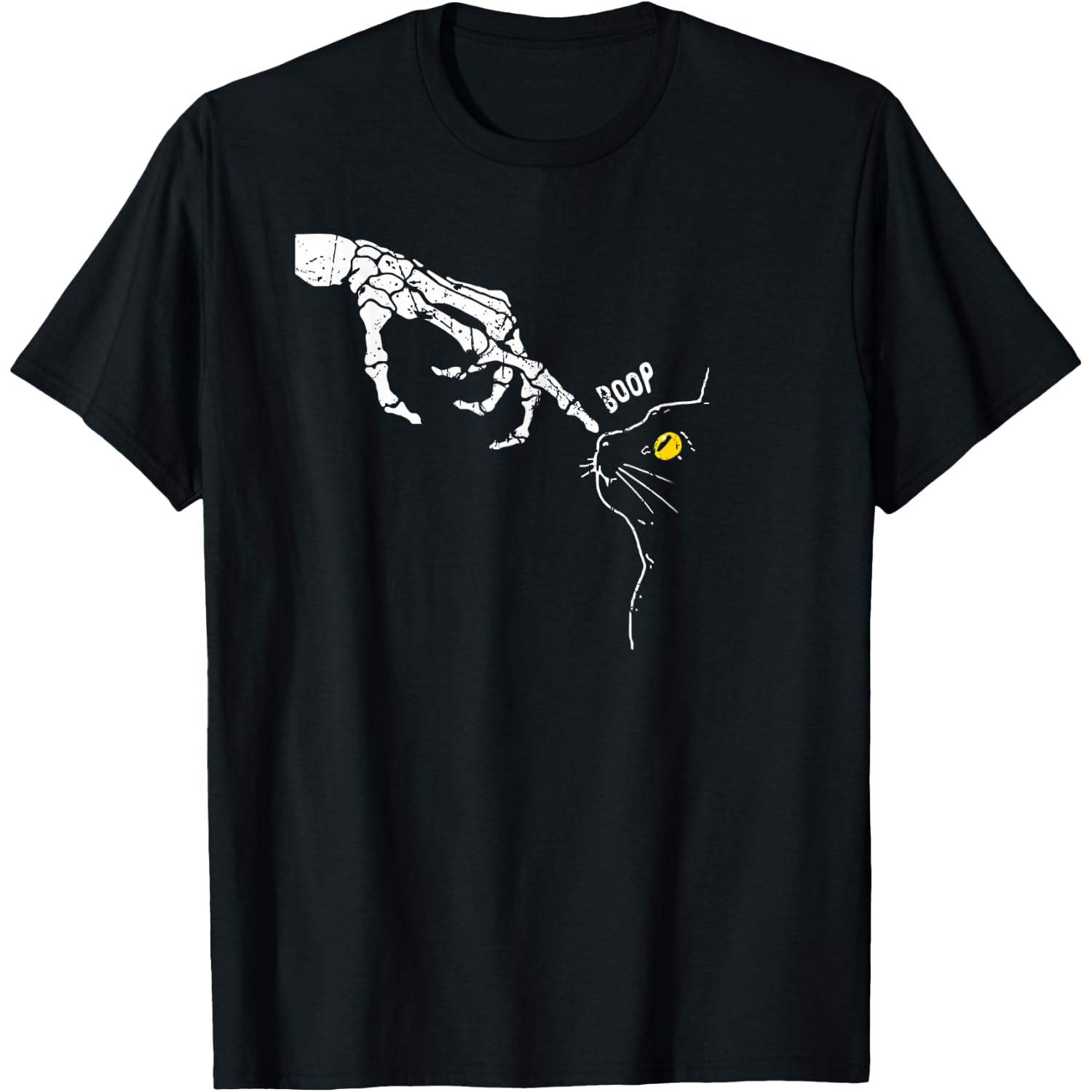 Cat Black Lover Skeleton Hand Boop Funny Halloween 2024 T-Shirt