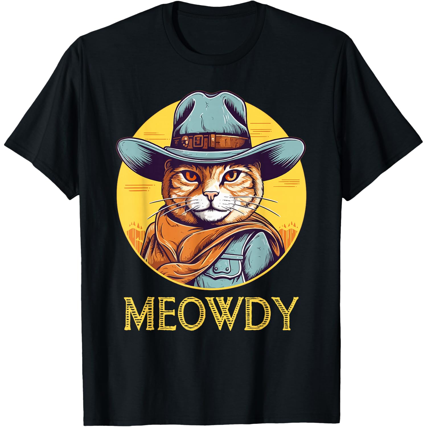 Cat Cowboy Cowgirl Women Men Kid Halloween Meow Howdy Meowdy T-Shirt