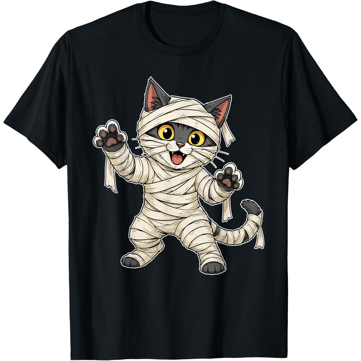 Cat Mummy Costume Cute Kitten Funny Halloween Graphic T-Shirt