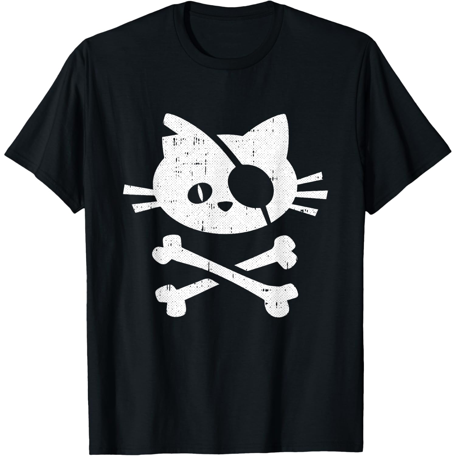 Cat Pirate Lazy Halloween Costume Kitten Skull Cross-bones T-Shirt