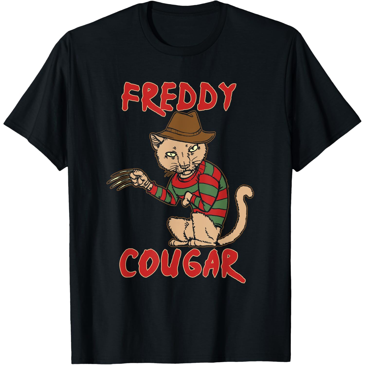 Cat T Shirt | Freddy Cougar -Funny Halloween T Shirt T-Shirt for Men Women Kids