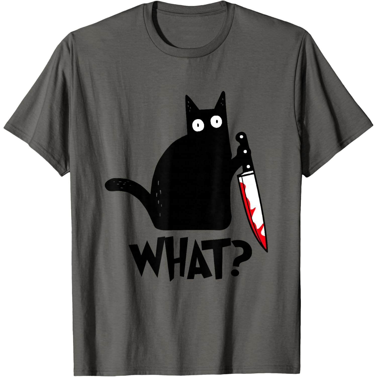 Cat What Funny Black Cat Shirt, Murderous Cat with Knife T-Shirt