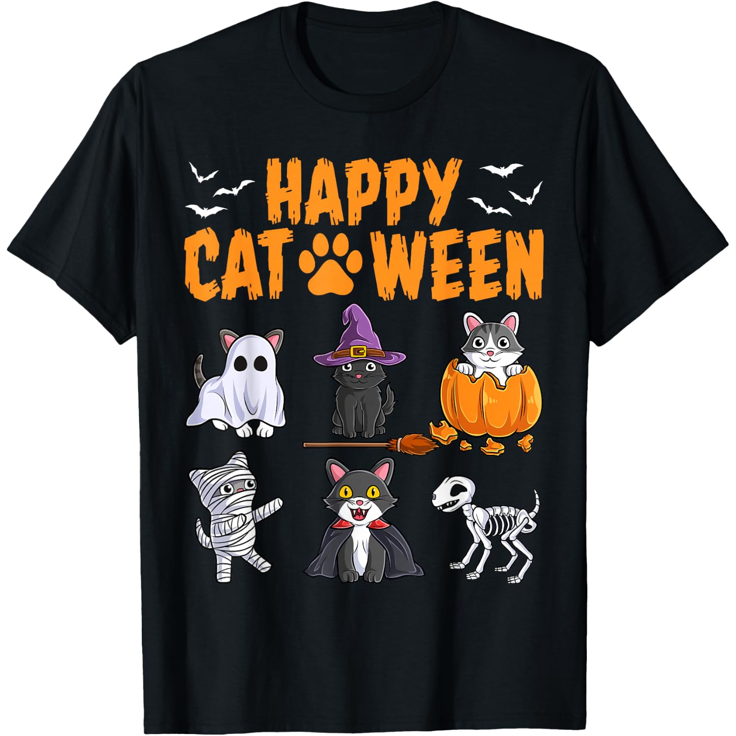 Cats Halloween Spooky Holiday Cute Kitten Cat Halloween T-Shirt