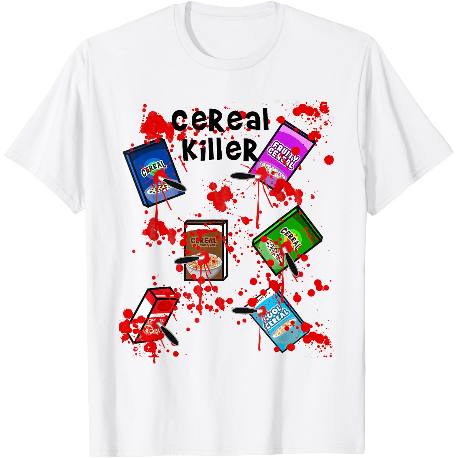 Cereal Killer Funny Easy Lazy Last Minute Halloween Costume T-Shirt