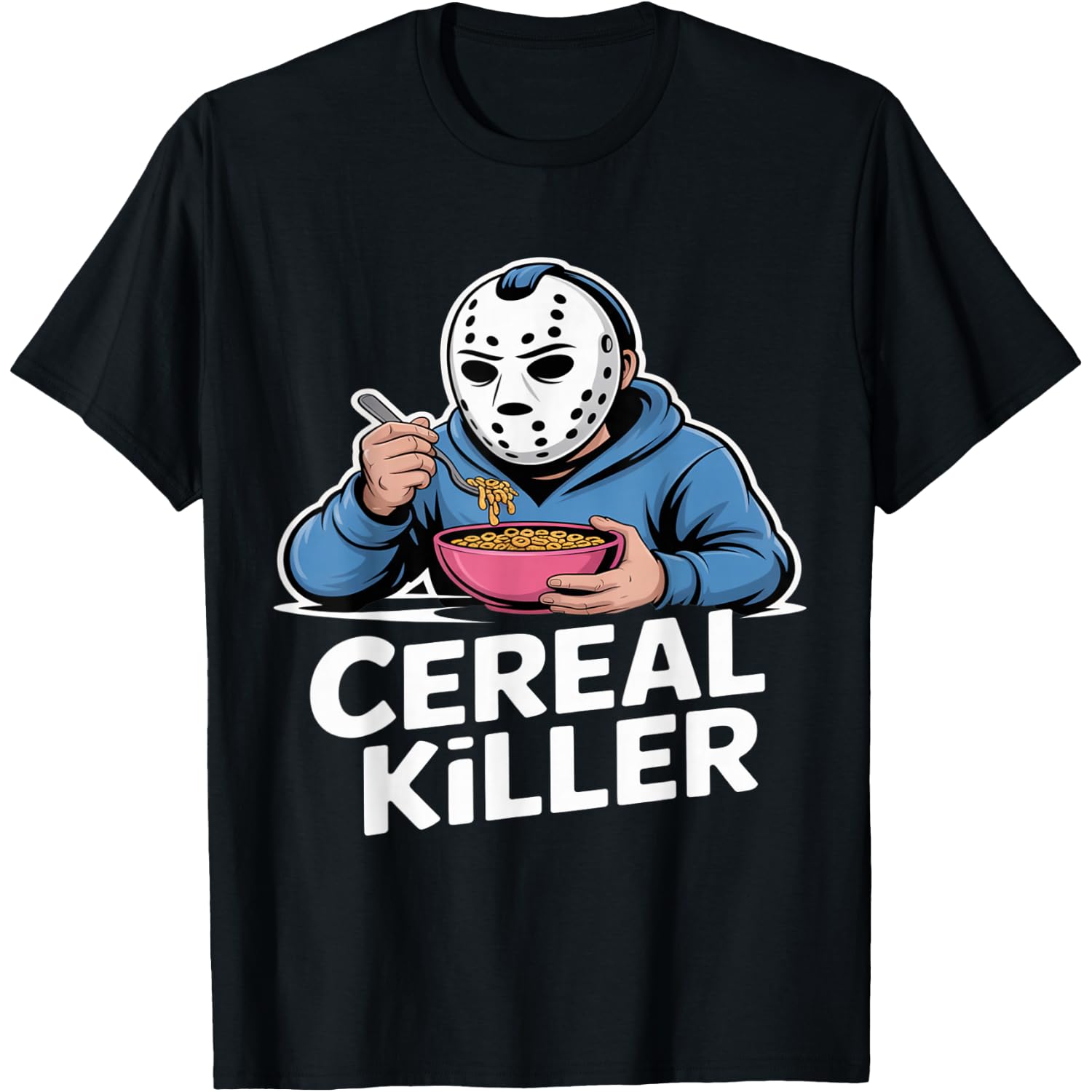 Cereal Killer Funny Halloween Horror Movie Masked Man T-Shirt