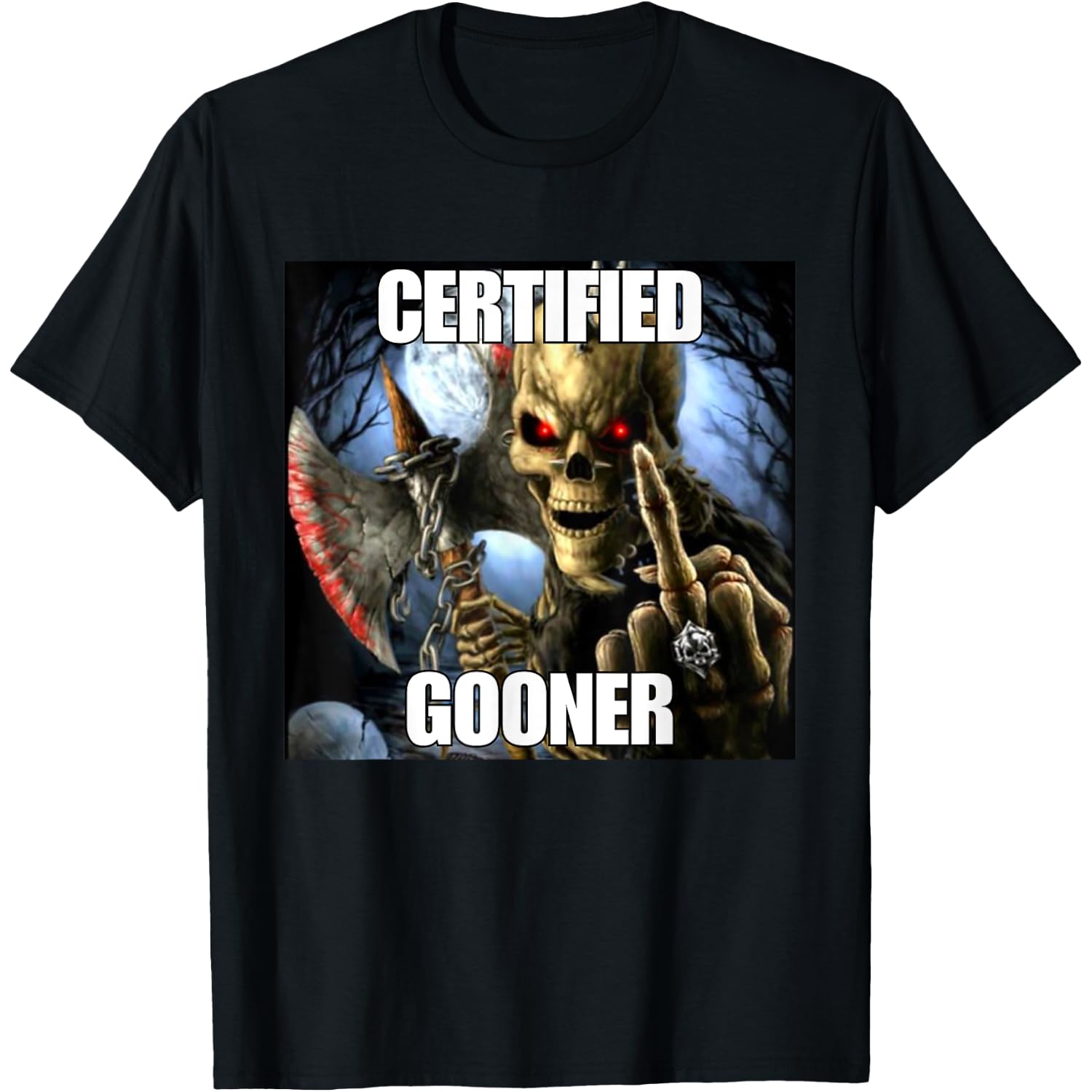 Certified Gooner Funny Cringe Hard Skeleton Meme T-Shirt
