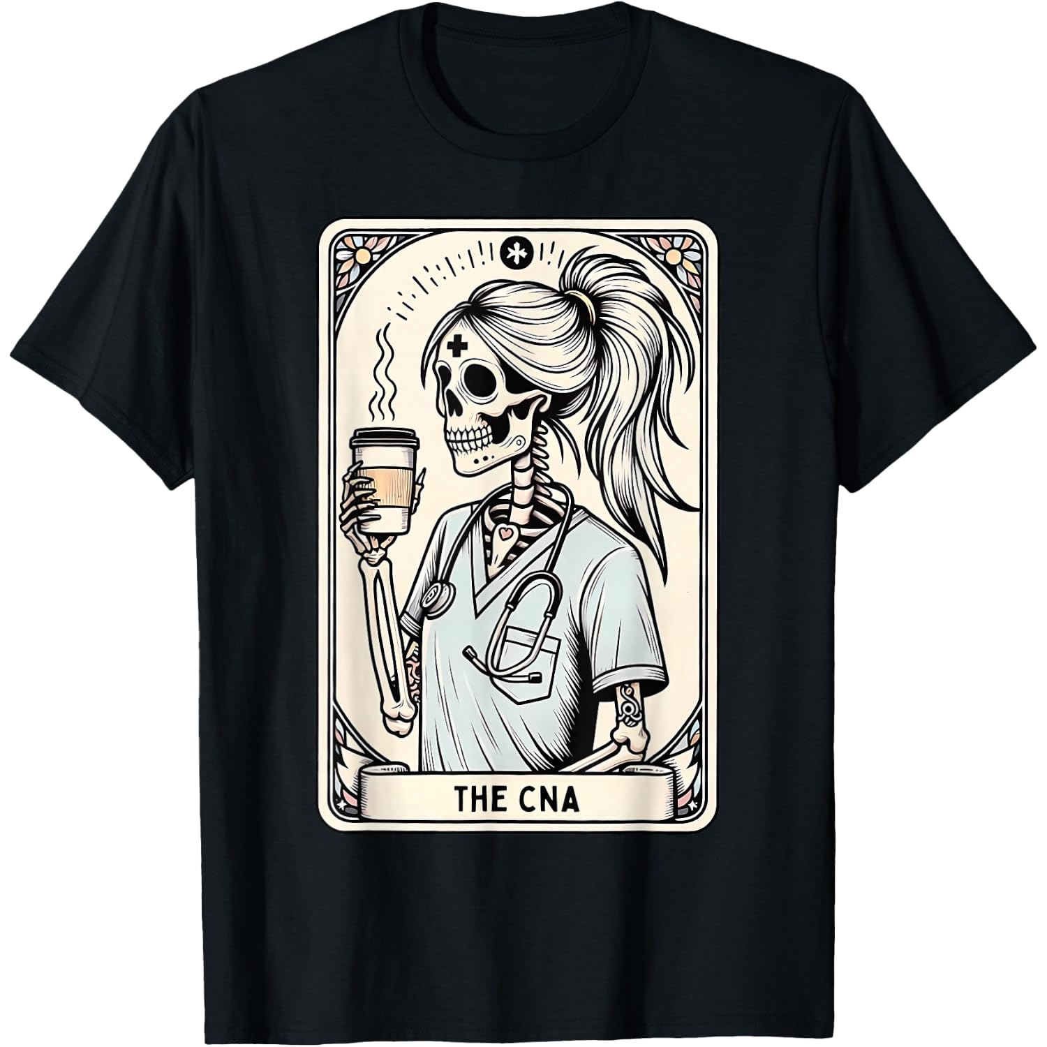Certified Nurse Assistant Tarot Card Skeleton CNA Halloween T-Shirt
