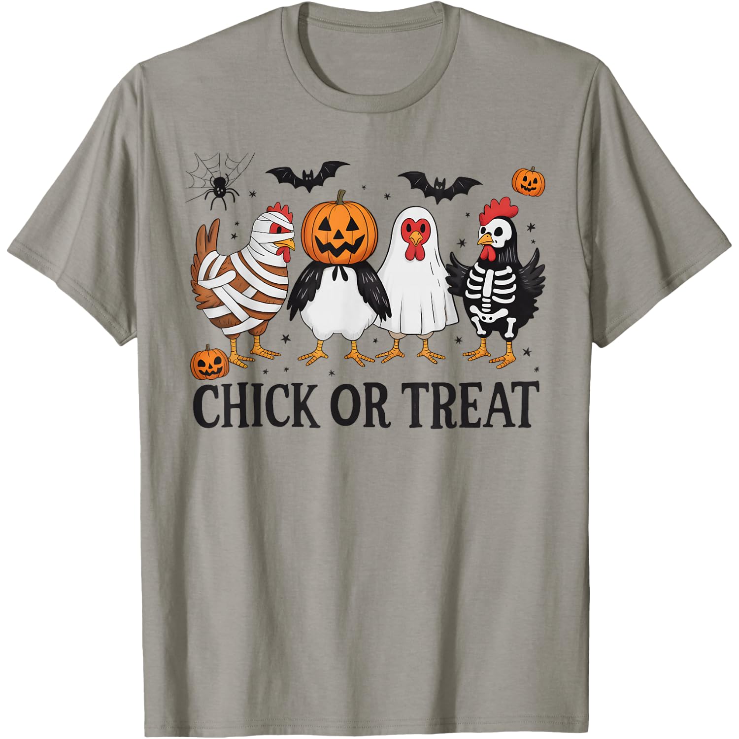 Chick Or Treat Funny Halloween Chicken Lover Witch Pumpkin T-Shirt