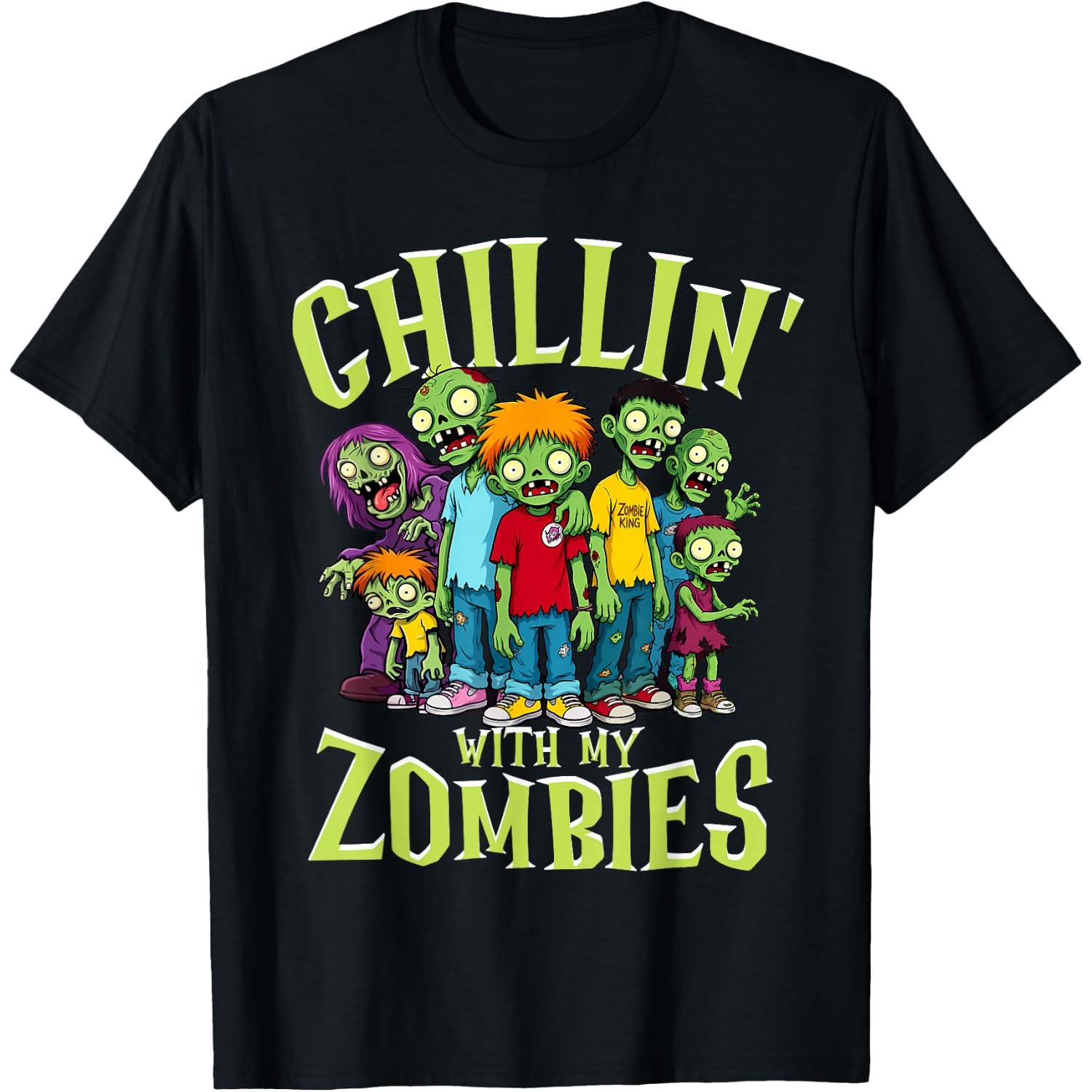 Chillin with My Zombies Halloween Boys Kids Funny Zombie T-Shirt