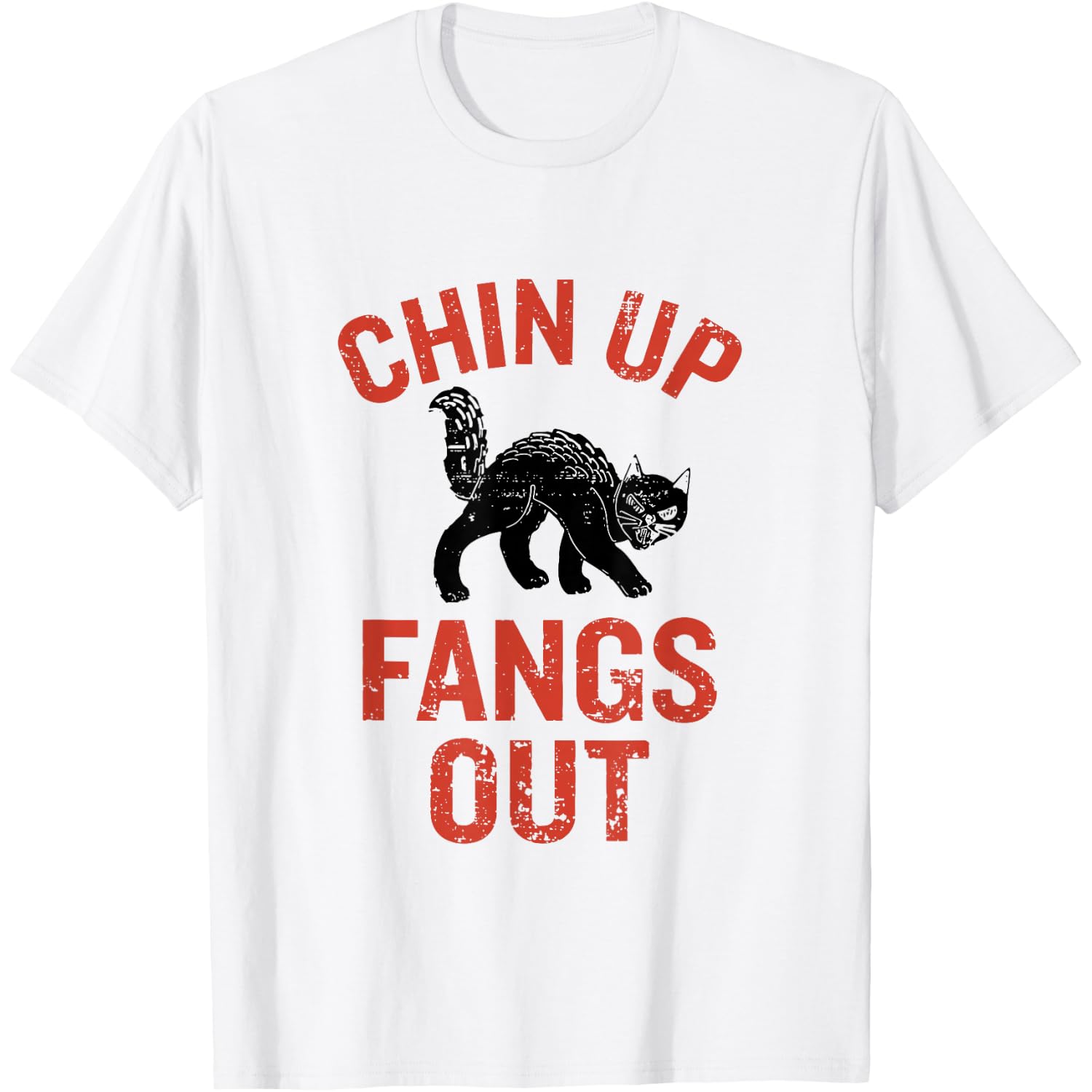 Chin Up Fangs Out Funny Cat Apparel T-Shirt
