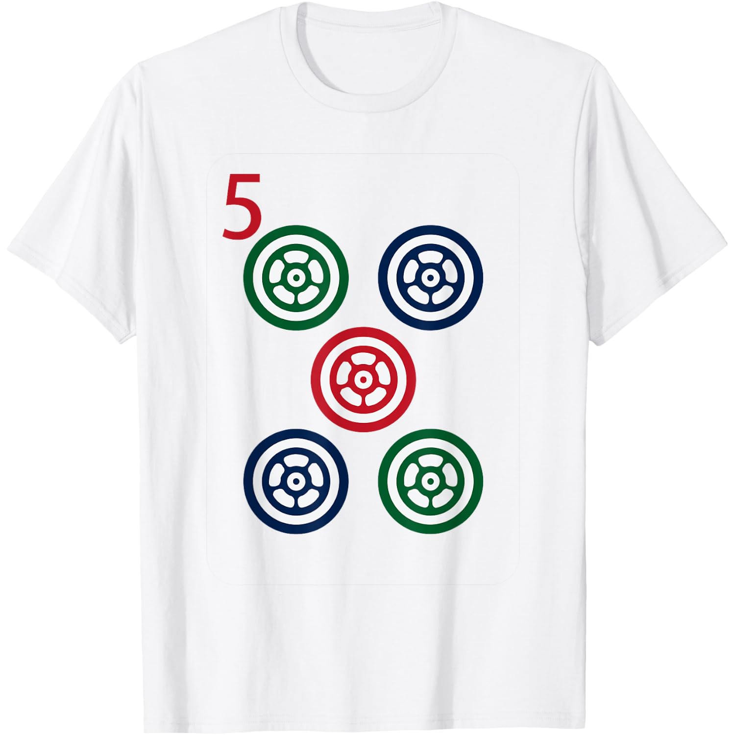Chinese Mah Jong Dots Pinzu Five Tile Mahjong Costume T-Shirt
