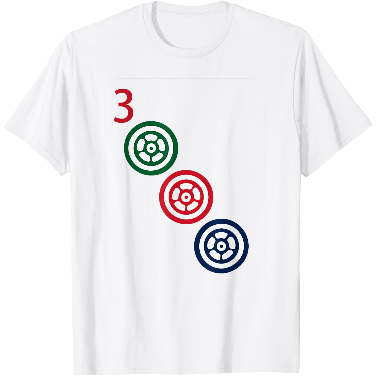 Chinese Mah Jong Dots Pinzu Three Tile Mahjong Costume T-Shirt
