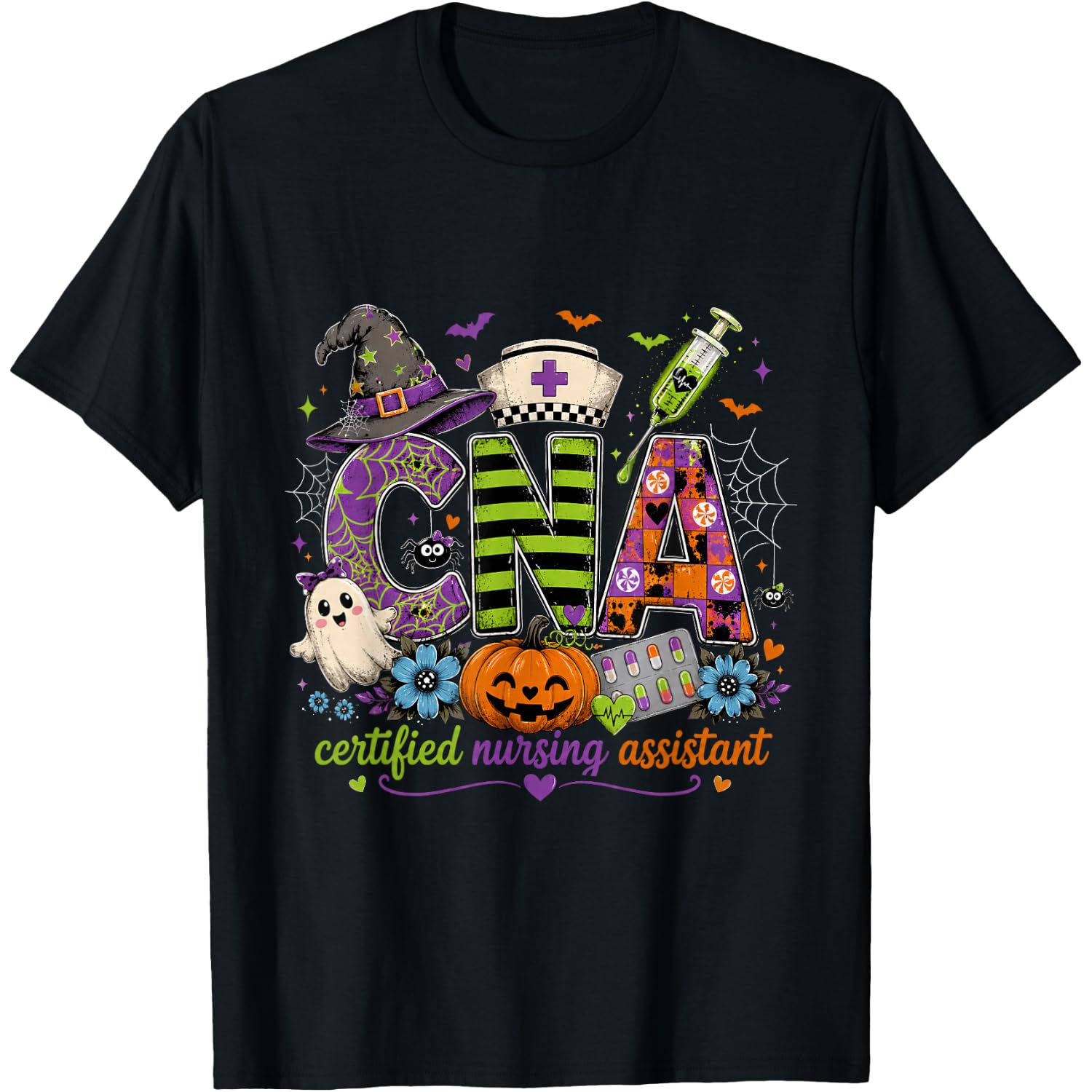 CNA Certified Nursing Assistant Spooky Cute Halloween T-Shirt