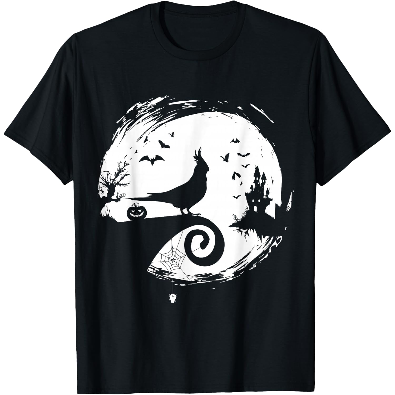 Cockatiel Halloween Costume Moon Silhouette Creepy T-Shirt