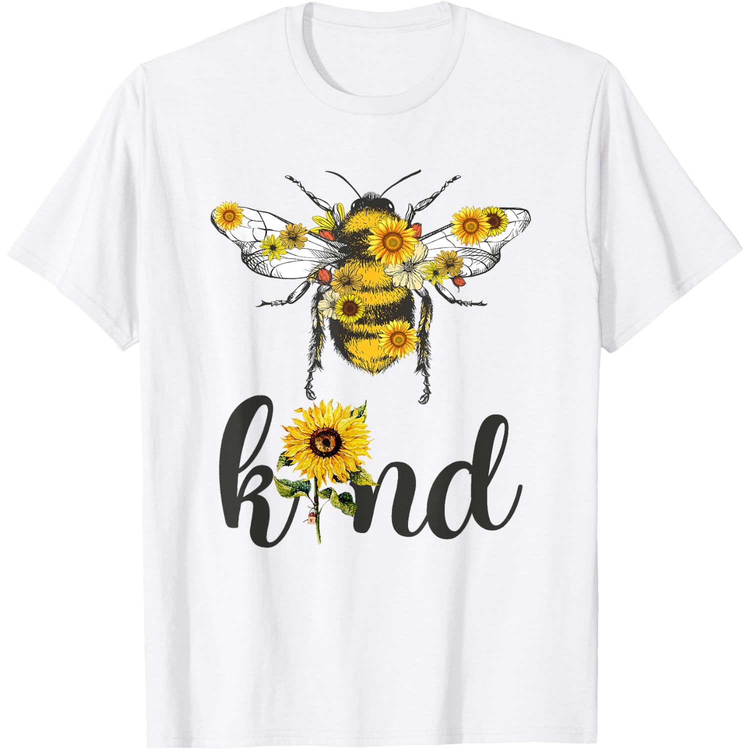 Cool Bee Kind Tee Flower Funny Bumble Bee Women Girls T-Shirt