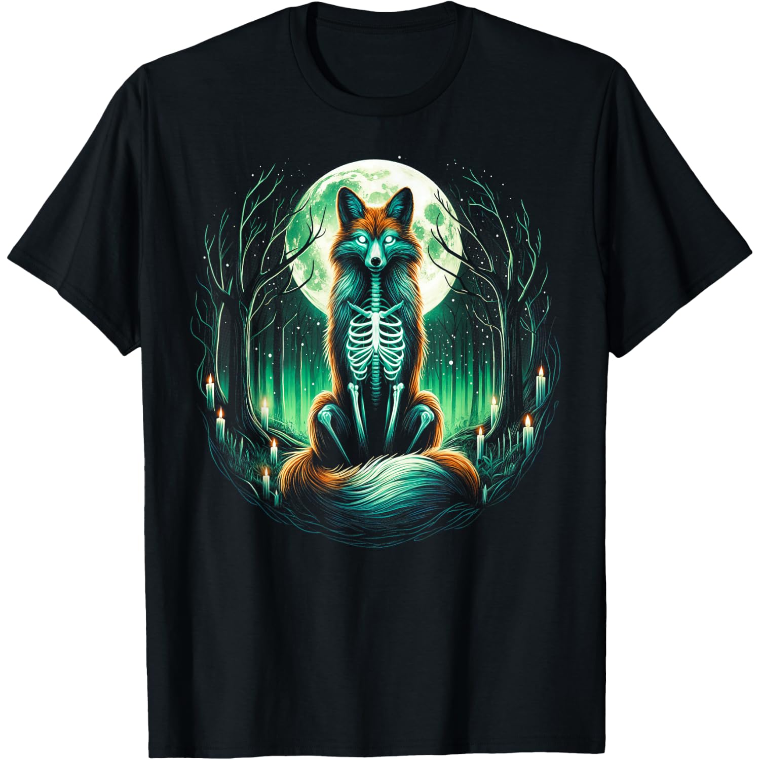 Cool Fox Skeleton Halloween Christmas Birthday T-Shirt