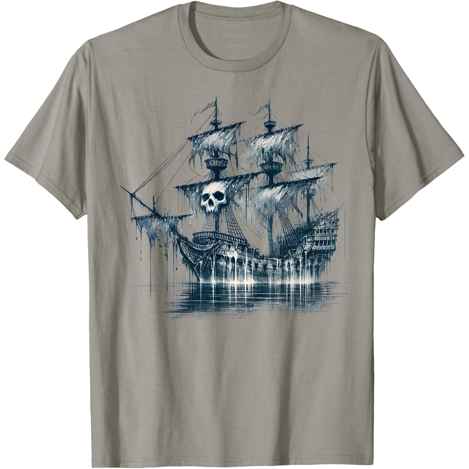 Cool Ghost Ship with Skull Argh Pirate T-Shirt