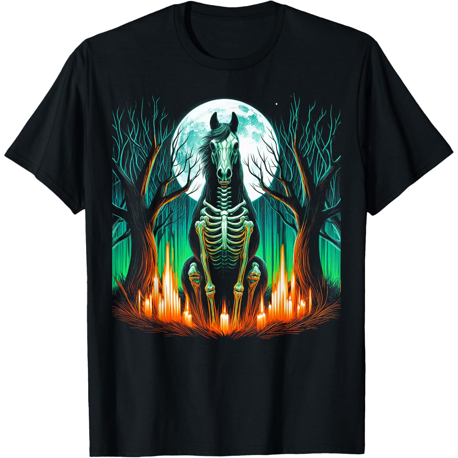 Cool Horse Skeleton Halloween Christmas Birthday T-Shirt