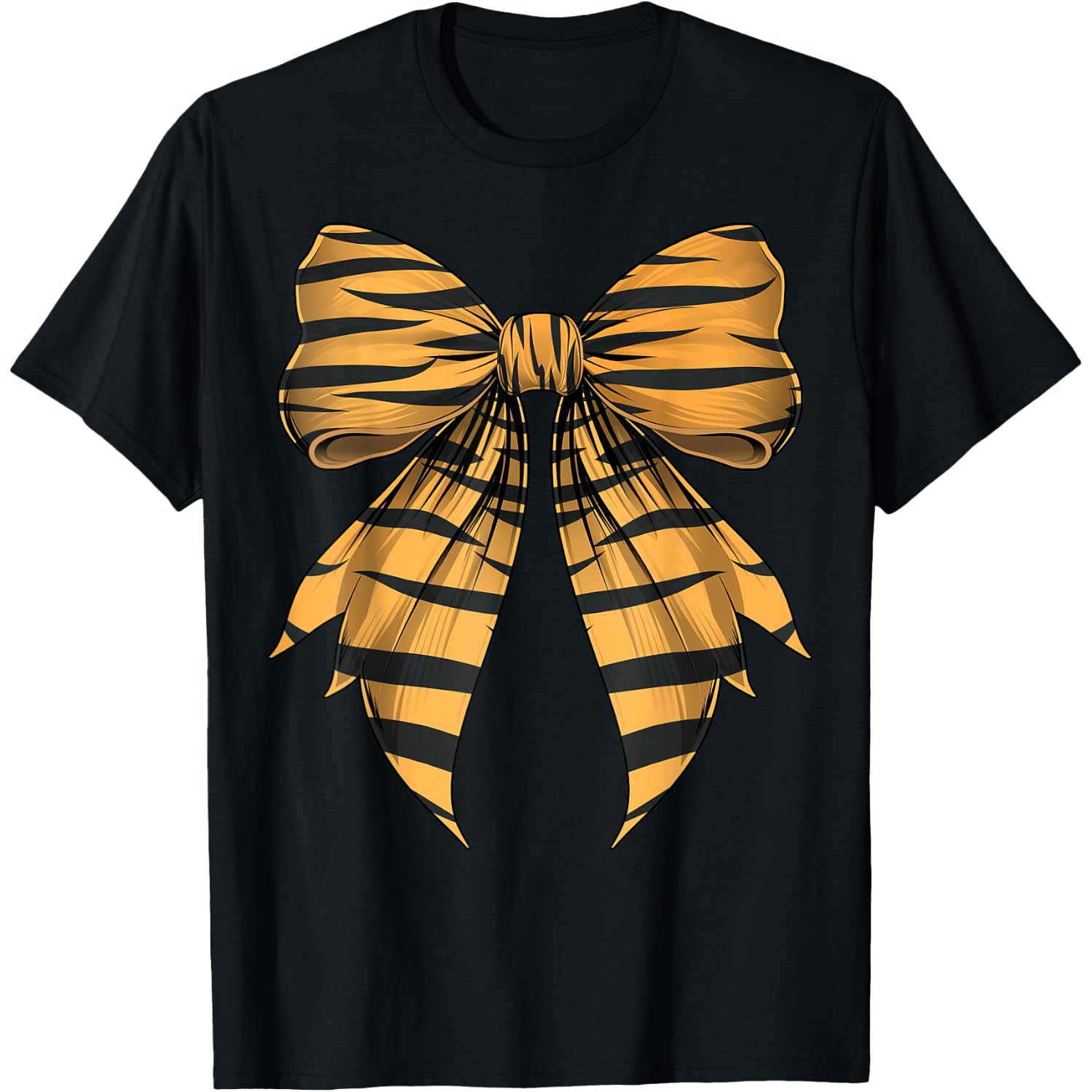 Coquette Bow Tiger Stripes Pattern Cute Halloween Costume T-Shirt