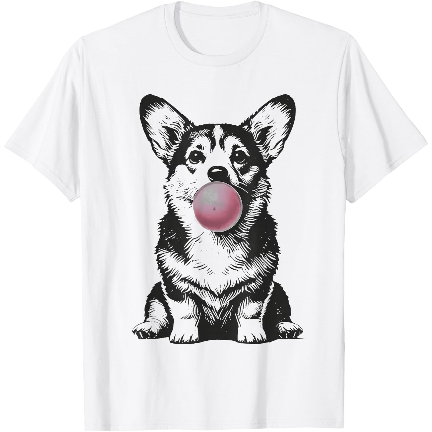 Corgi Blowing Bubble Gum Funny Dog Cartoon Meme T-Shirt