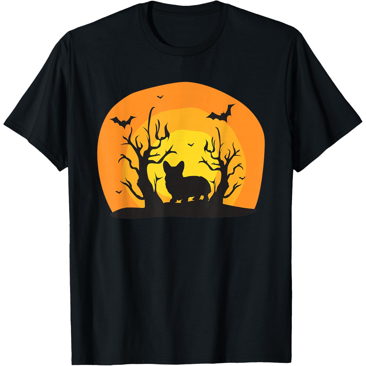 Corgi Dog Bat Funny Halloween Costume Silhouette T-Shirt