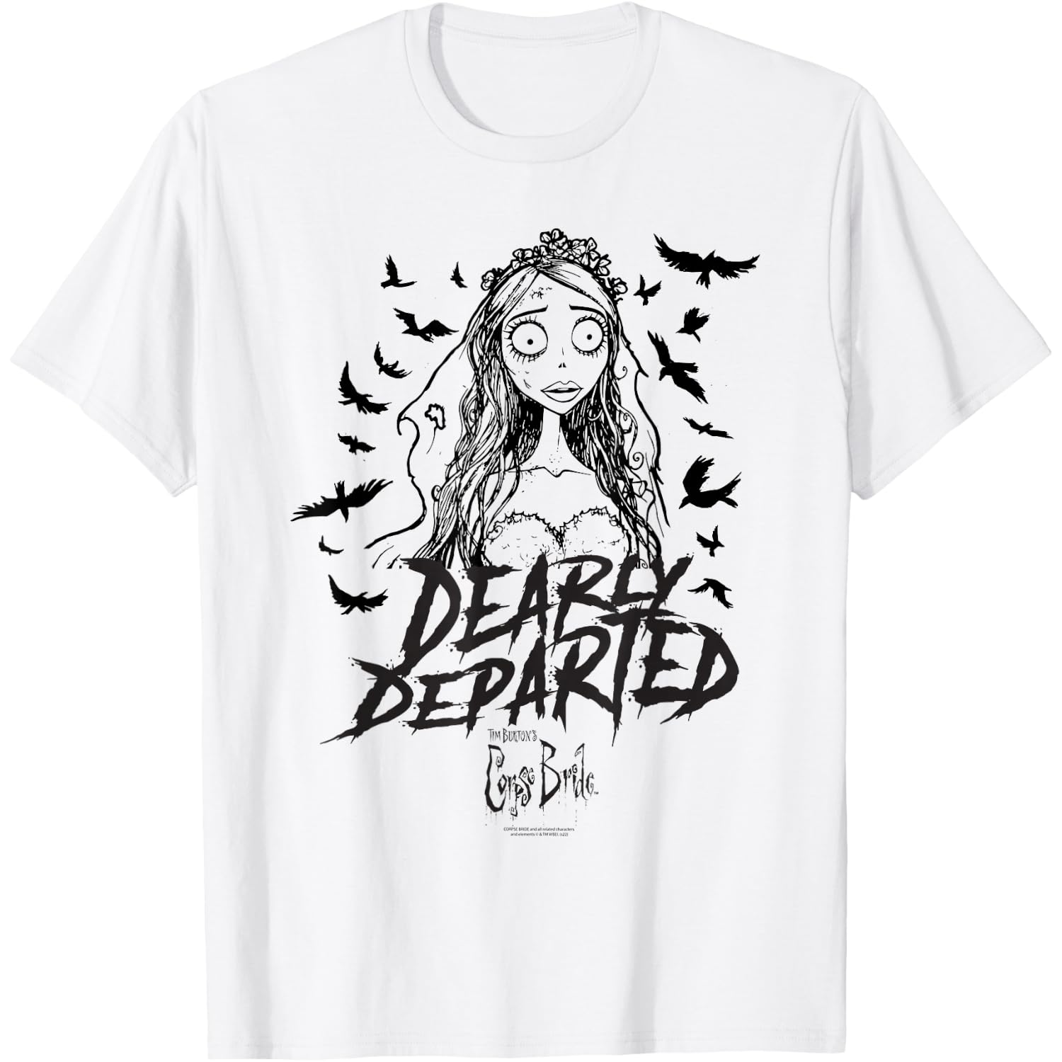 Corpse Bride Dearly Departed Black Bat Outline Movie T-Shirt